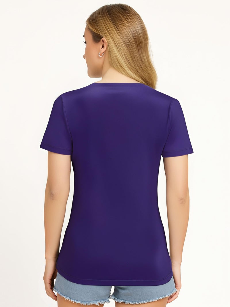 Opna Women's Short Sleeve Moisture Wicking Athletic Shirts Purple - Image 3